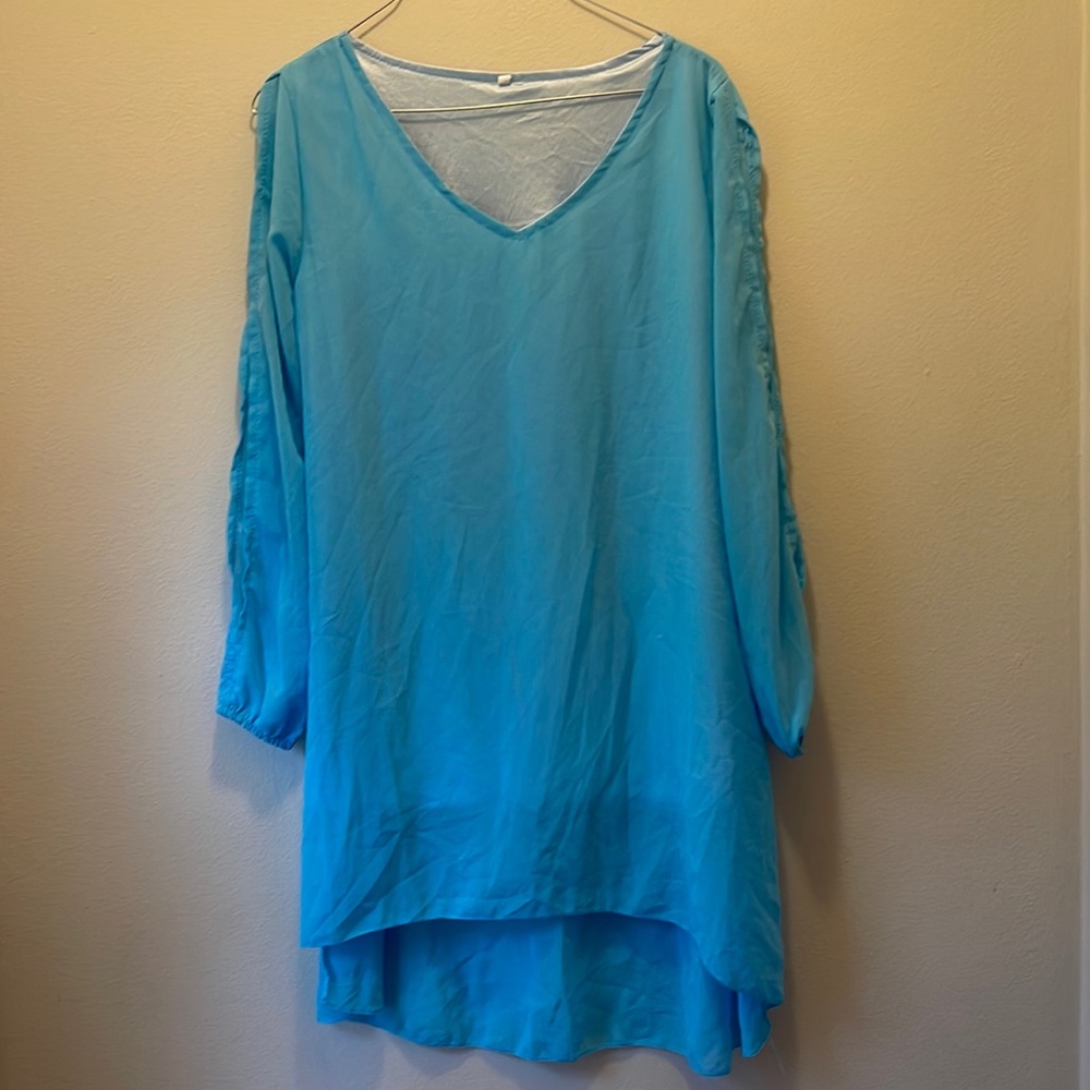 Baby Blue OverSized Open Arm Mini Dress